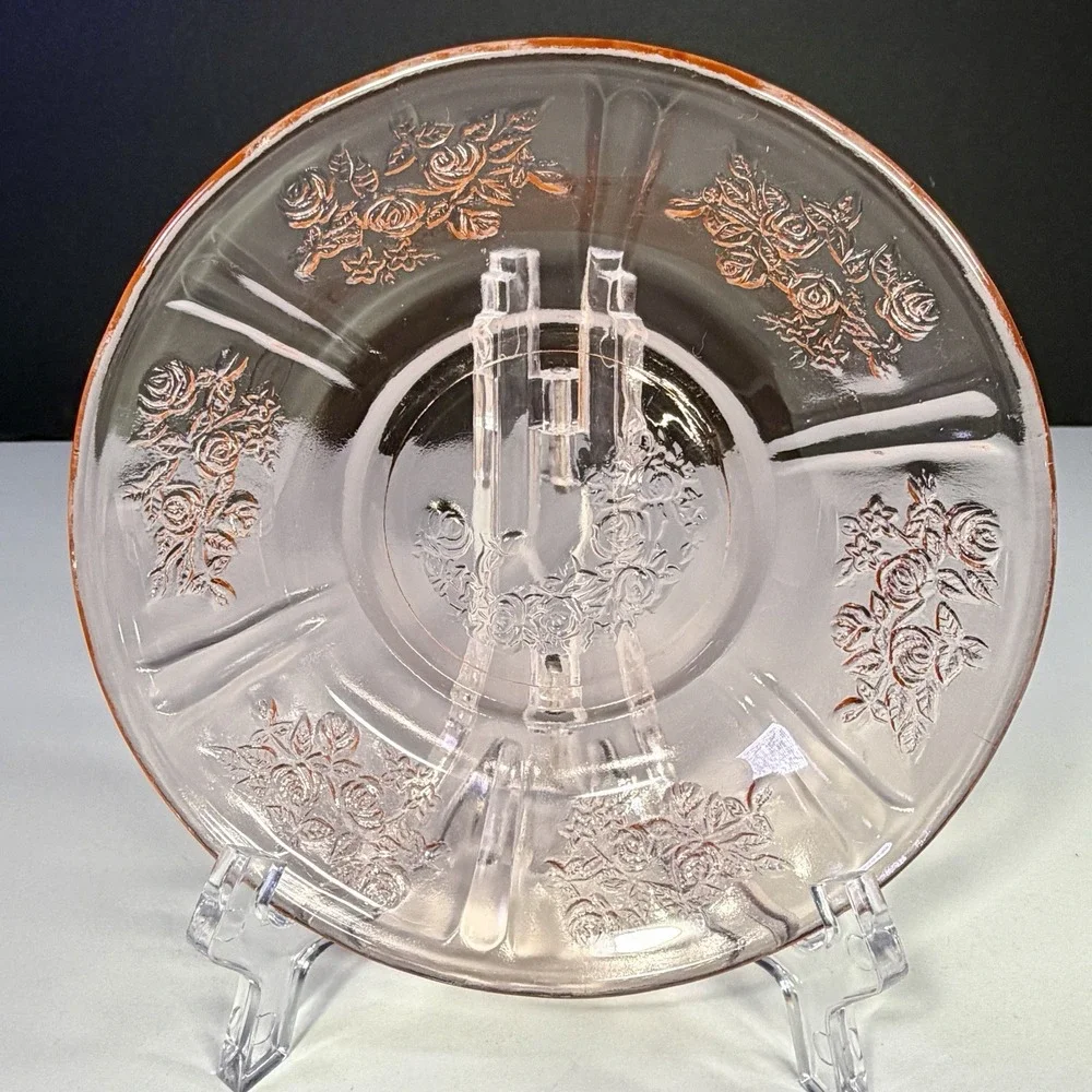 Federal Glass Sharon Cabbage Rose Pink Depression Glass 5